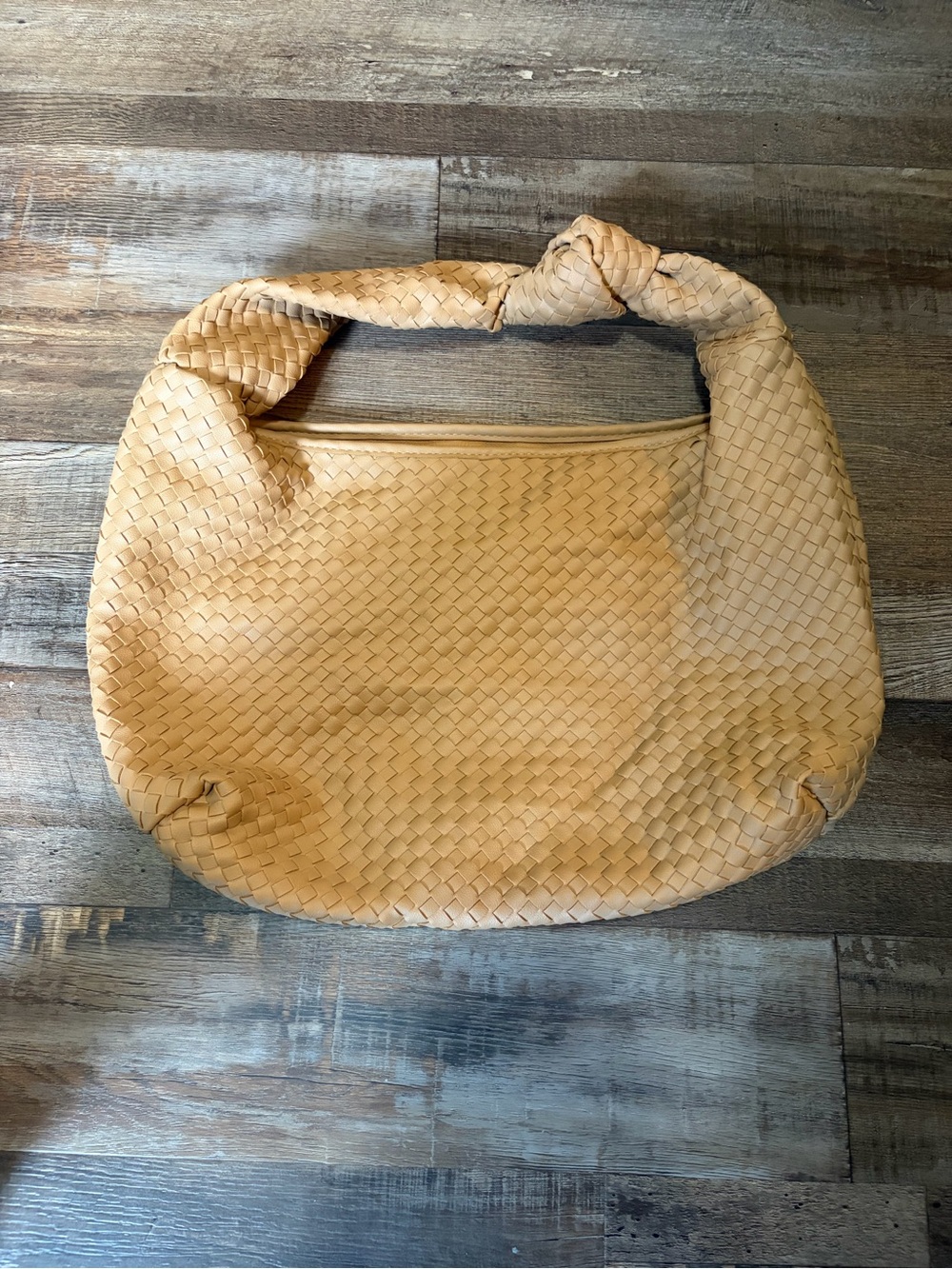 Grey Label Tan Woven Knot Hobo Bag